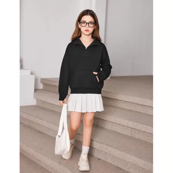 Arshiner Girls Half Zip Sweatshirt Fleece Quarter Zip Pullover Sweatshirts Fall Clothes for Teen Girls Thumb Hole