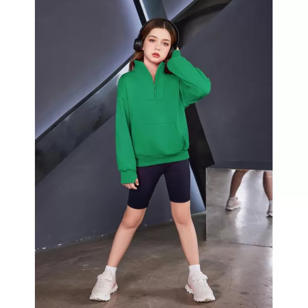 Arshiner Girls Half Zip Sweatshirt Fleece Quarter Zip Pullover Sweatshirts Fall Clothes for Teen Girls Thumb Hole