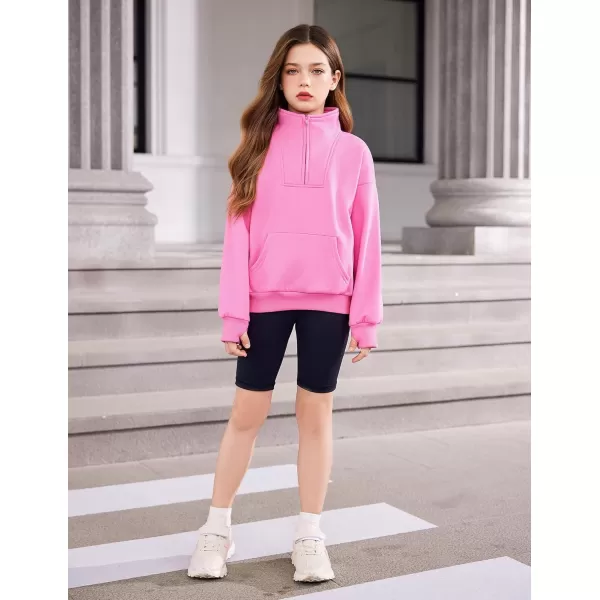 Arshiner Girls Half Zip Sweatshirt Fleece Quarter Zip Pullover Sweatshirts Fall Clothes for Teen Girls Thumb Hole