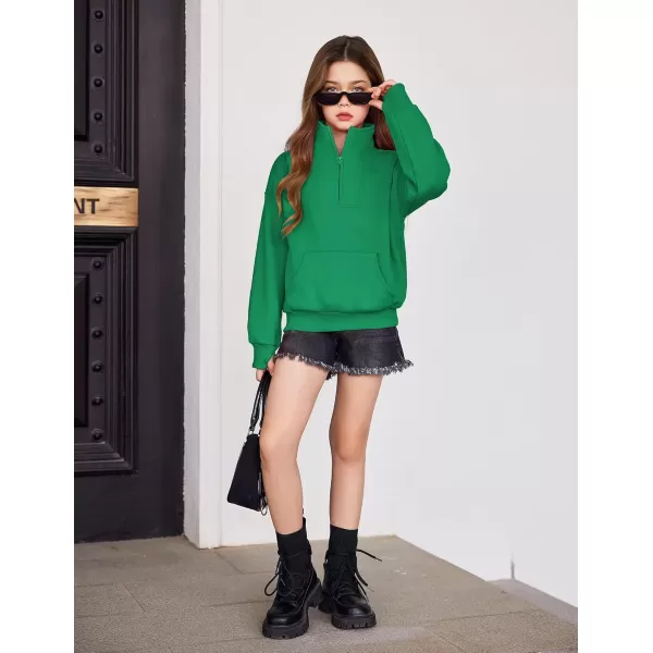 Arshiner Girls Half Zip Sweatshirt Fleece Quarter Zip Pullover Sweatshirts Fall Clothes for Teen Girls Thumb Hole
