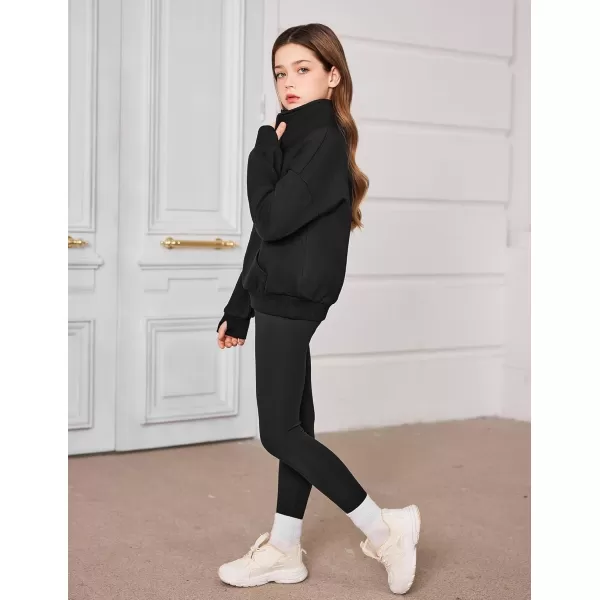 Arshiner Girls Half Zip Sweatshirt Fleece Quarter Zip Pullover Sweatshirts Fall Clothes for Teen Girls Thumb Hole