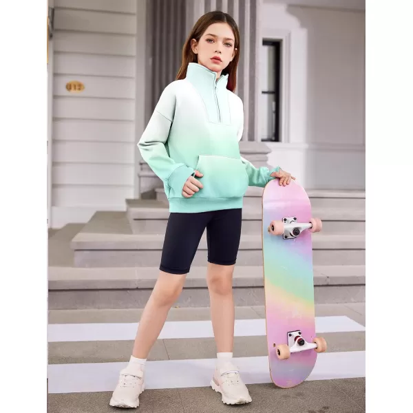 Arshiner Girls Half Zip Sweatshirt Fleece Quarter Zip Pullover Sweatshirts Fall Clothes for Teen Girls Thumb Hole