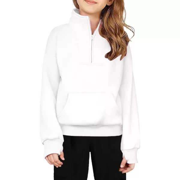 Arshiner Girls Half Zip Sweatshirt Fleece Quarter Zip Pullover Sweatshirts Fall Clothes for Teen Girls Thumb Hole
