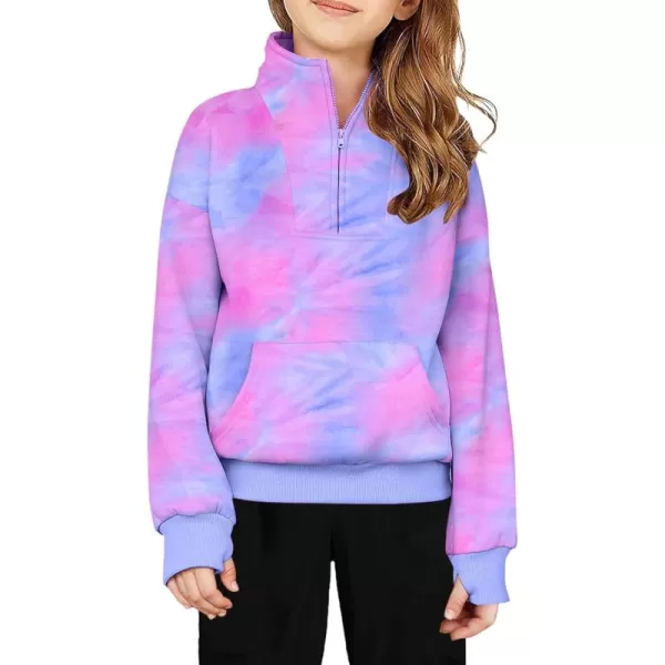 Arshiner Girls Half Zip Sweatshirt Fleece Quarter Zip Pullover Sweatshirts Fall Clothes for Teen Girls Thumb Hole