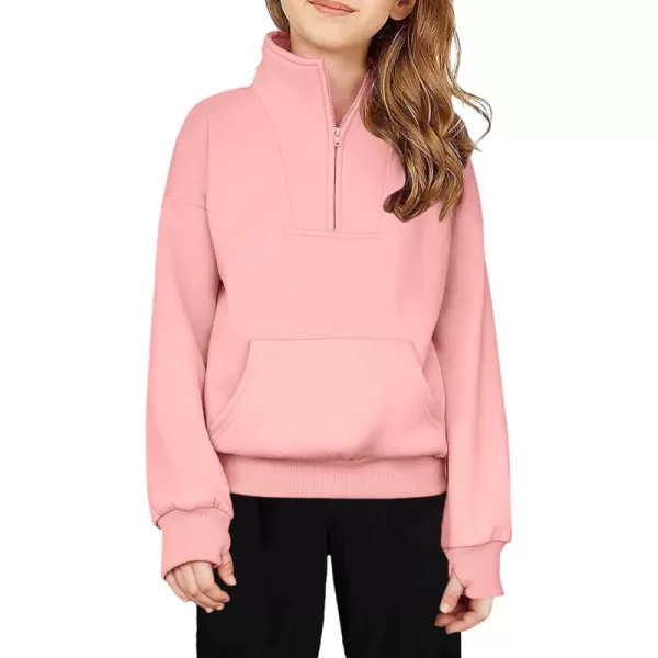 Arshiner Girls Half Zip Sweatshirt Fleece Quarter Zip Pullover Sweatshirts Fall Clothes for Teen Girls Thumb Hole