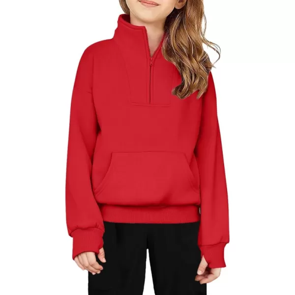 Arshiner Girls Half Zip Sweatshirt Fleece Quarter Zip Pullover Sweatshirts Fall Clothes for Teen Girls Thumb Hole