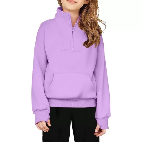 Arshiner Girls Half Zip Sweatshirt Fleece Quarter Zip Pullover Sweatshirts Fall Clothes for Teen Girls Thumb Hole