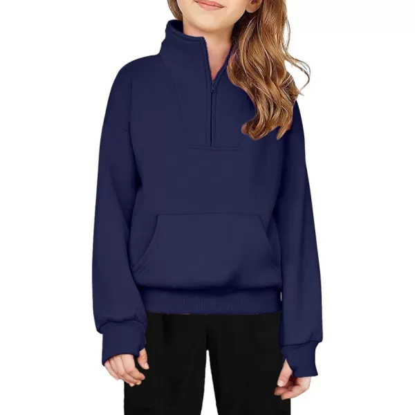 Arshiner Girls Half Zip Sweatshirt Fleece Quarter Zip Pullover Sweatshirts Fall Clothes for Teen Girls Thumb Hole