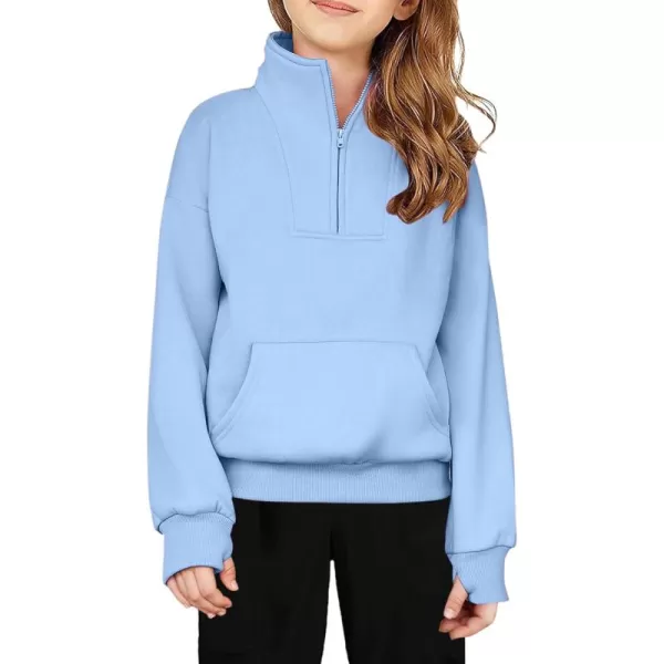 Arshiner Girls Half Zip Sweatshirt Fleece Quarter Zip Pullover Sweatshirts Fall Clothes for Teen Girls Thumb Hole