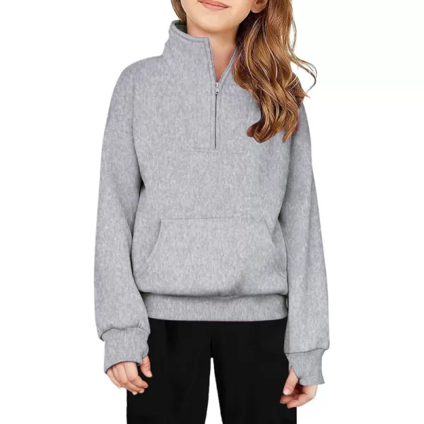 Arshiner Girls Half Zip Sweatshirt Fleece Quarter Zip Pullover Sweatshirts Fall Clothes for Teen Girls Thumb Hole