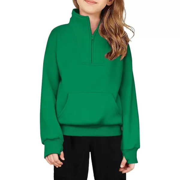 Arshiner Girls Half Zip Sweatshirt Fleece Quarter Zip Pullover Sweatshirts Fall Clothes for Teen Girls Thumb Hole