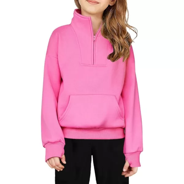 Arshiner Girls Half Zip Sweatshirt Fleece Quarter Zip Pullover Sweatshirts Fall Clothes for Teen Girls Thumb Hole