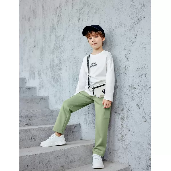 Arshiner Boys Cargo Pants Kids Elastic Waist Casual Athletic Jogger Sweatpants Open Bottom Baggy Pants with Pockets