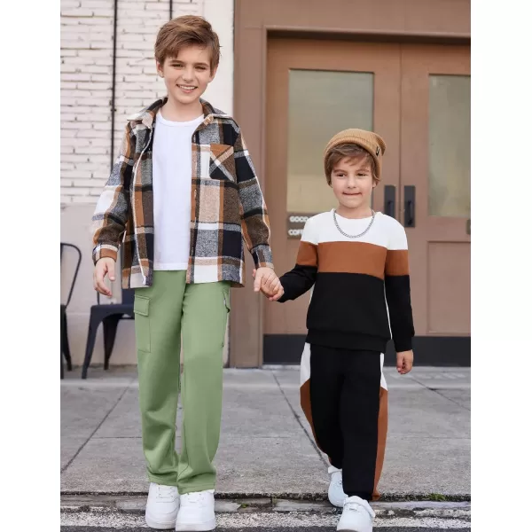 Arshiner Boys Cargo Pants Kids Elastic Waist Casual Athletic Jogger Sweatpants Open Bottom Baggy Pants with Pockets