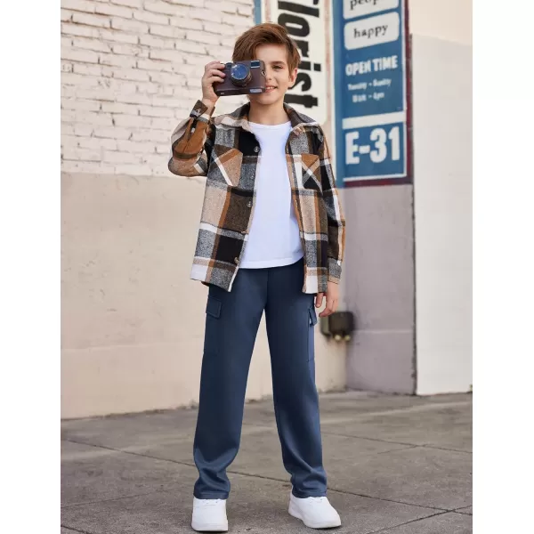 Arshiner Boys Cargo Pants Kids Elastic Waist Casual Athletic Jogger Sweatpants Open Bottom Baggy Pants with Pockets
