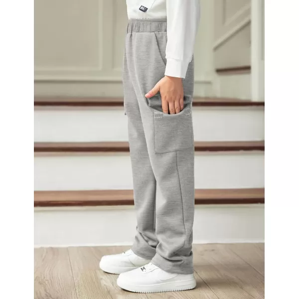 Arshiner Boys Cargo Pants Kids Elastic Waist Casual Athletic Jogger Sweatpants Open Bottom Baggy Pants with Pockets