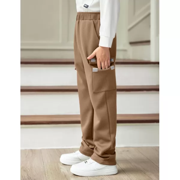 Arshiner Boys Cargo Pants Kids Elastic Waist Casual Athletic Jogger Sweatpants Open Bottom Baggy Pants with Pockets