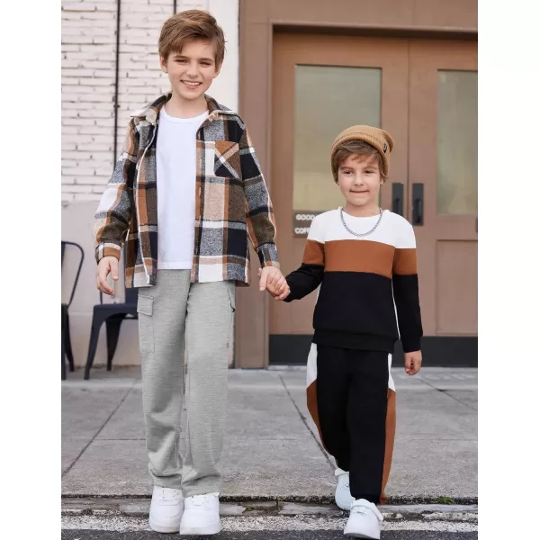 Arshiner Boys Cargo Pants Kids Elastic Waist Casual Athletic Jogger Sweatpants Open Bottom Baggy Pants with Pockets