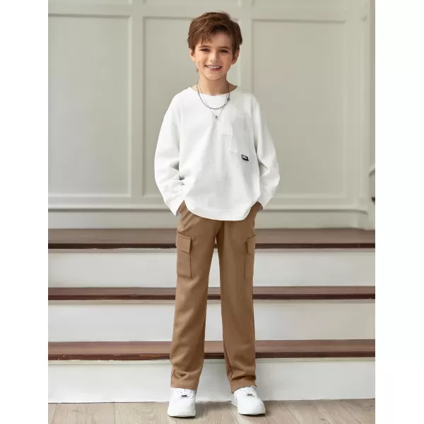 Arshiner Boys Cargo Pants Kids Elastic Waist Casual Athletic Jogger Sweatpants Open Bottom Baggy Pants with Pockets