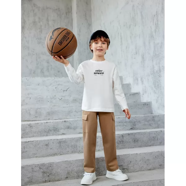 Arshiner Boys Cargo Pants Kids Elastic Waist Casual Athletic Jogger Sweatpants Open Bottom Baggy Pants with Pockets