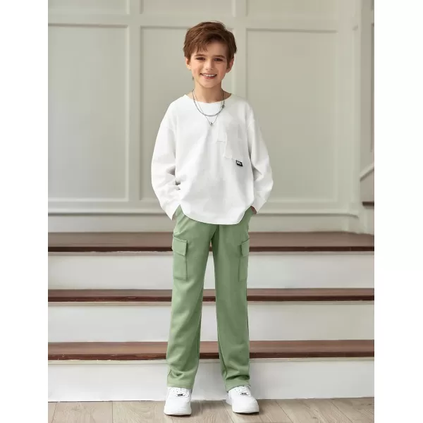 Arshiner Boys Cargo Pants Kids Elastic Waist Casual Athletic Jogger Sweatpants Open Bottom Baggy Pants with Pockets