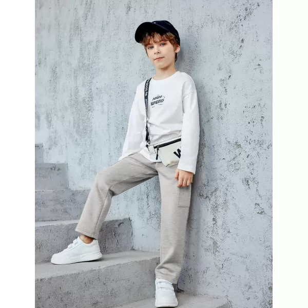 Arshiner Boys Cargo Pants Kids Elastic Waist Casual Athletic Jogger Sweatpants Open Bottom Baggy Pants with Pockets