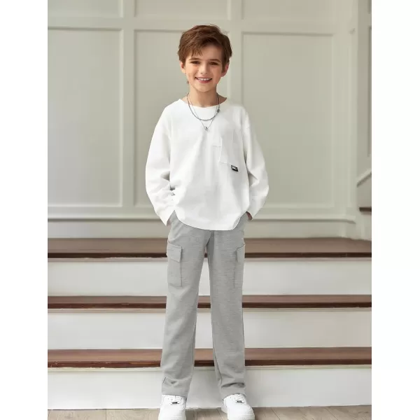 Arshiner Boys Cargo Pants Kids Elastic Waist Casual Athletic Jogger Sweatpants Open Bottom Baggy Pants with Pockets