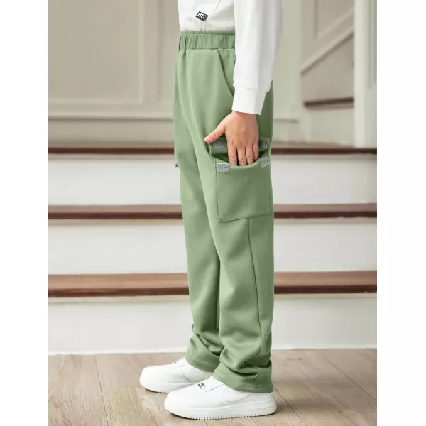 Arshiner Boys Cargo Pants Kids Elastic Waist Casual Athletic Jogger Sweatpants Open Bottom Baggy Pants with Pockets