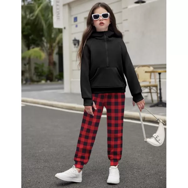 Arshiner Girls 2 Piece Outfits Tracksuit Drop Shoulder Hoodie Half Zip Sweatshirt and Sweatpants Joggers Set with Pockets