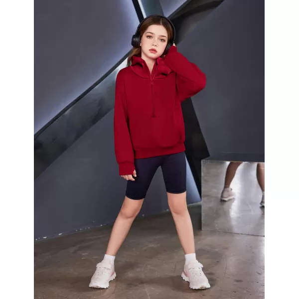 Arshiner Girls 2 Piece Outfits Tracksuit Drop Shoulder Hoodie Half Zip Sweatshirt and Sweatpants Joggers Set with Pockets