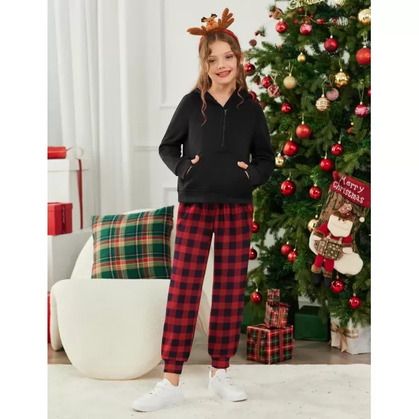 Arshiner Girls 2 Piece Outfits Tracksuit Drop Shoulder Hoodie Half Zip Sweatshirt and Sweatpants Joggers Set with Pockets