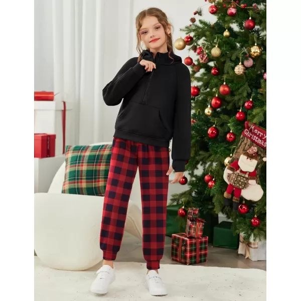 Arshiner Girls 2 Piece Outfits Tracksuit Drop Shoulder Hoodie Half Zip Sweatshirt and Sweatpants Joggers Set with Pockets