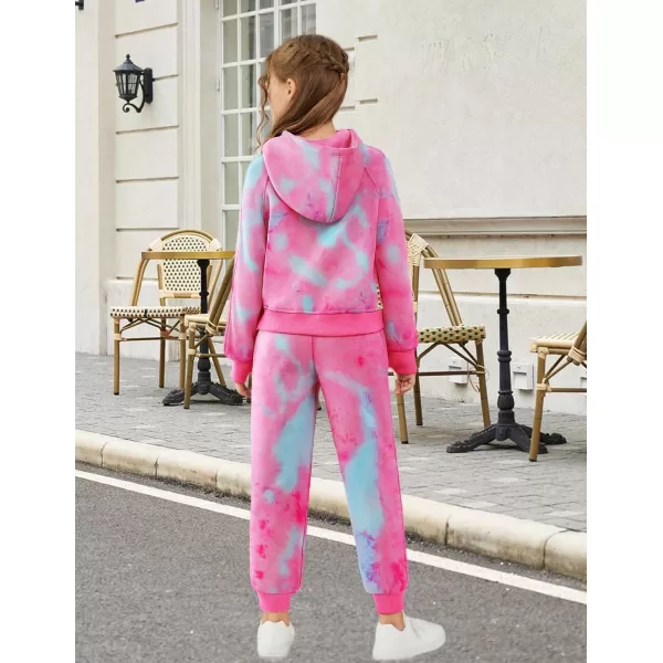 Arshiner Girls 2 Piece Outfits Tracksuit Drop Shoulder Hoodie Half Zip Sweatshirt and Sweatpants Joggers Set with Pockets