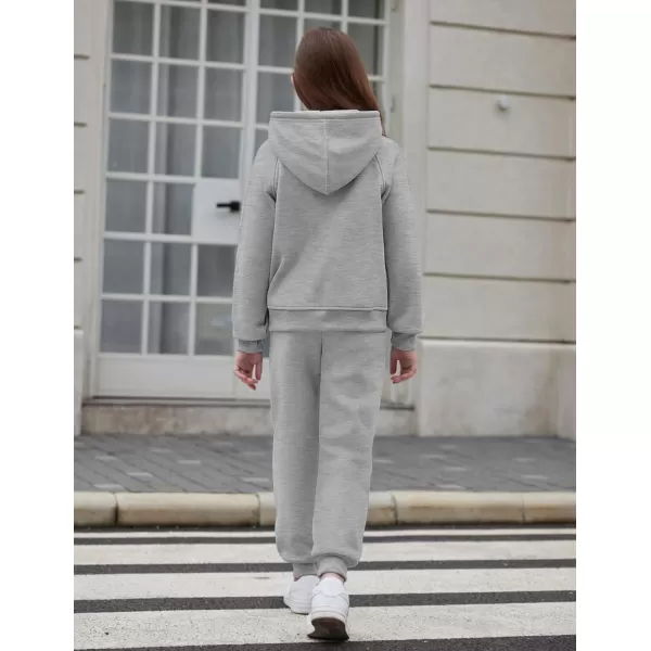 Arshiner Girls 2 Piece Outfits Tracksuit Drop Shoulder Hoodie Half Zip Sweatshirt and Sweatpants Joggers Set with Pockets