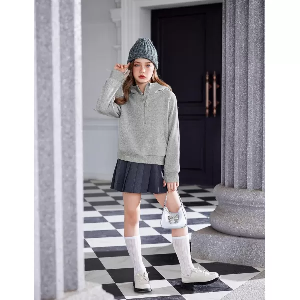 Arshiner Girls 2 Piece Outfits Tracksuit Drop Shoulder Hoodie Half Zip Sweatshirt and Sweatpants Joggers Set with Pockets