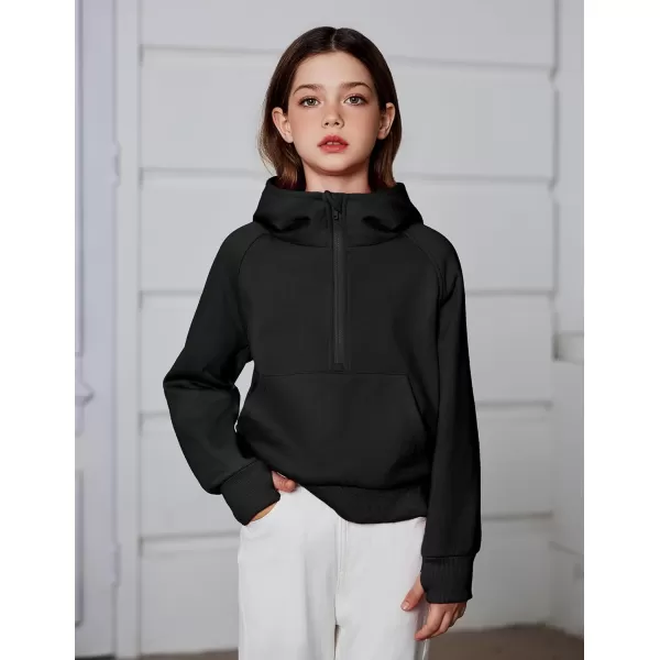 Arshiner Girls 2 Piece Outfits Tracksuit Drop Shoulder Hoodie Half Zip Sweatshirt and Sweatpants Joggers Set with Pockets