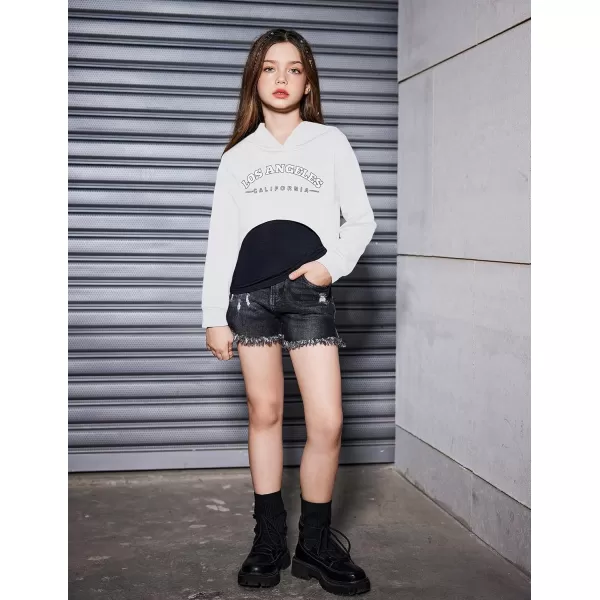 Arshiner Girls Cropped Sweatshirt Long Sleeve Shirts High Low Hem Crop Tops for Teens Kids Hoodies with Cami 5-14 Years