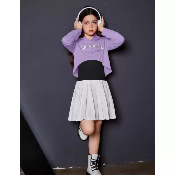 Arshiner Girls Cropped Sweatshirt Long Sleeve Shirts High Low Hem Crop Tops for Teens Kids Hoodies with Cami 5-14 Years