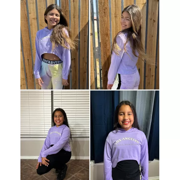 Arshiner Girls Cropped Sweatshirt Long Sleeve Shirts High Low Hem Crop Tops for Teens Kids Hoodies with Cami 5-14 Years