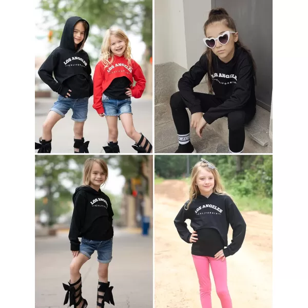 Arshiner Girls Cropped Sweatshirt Long Sleeve Shirts High Low Hem Crop Tops for Teens Kids Hoodies with Cami 5-14 Years