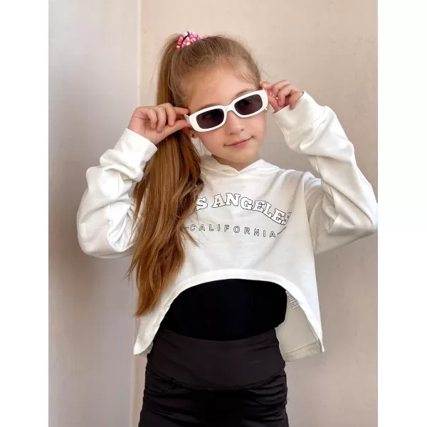 Arshiner Girls Cropped Sweatshirt Long Sleeve Shirts High Low Hem Crop Tops for Teens Kids Hoodies with Cami 5-14 Years