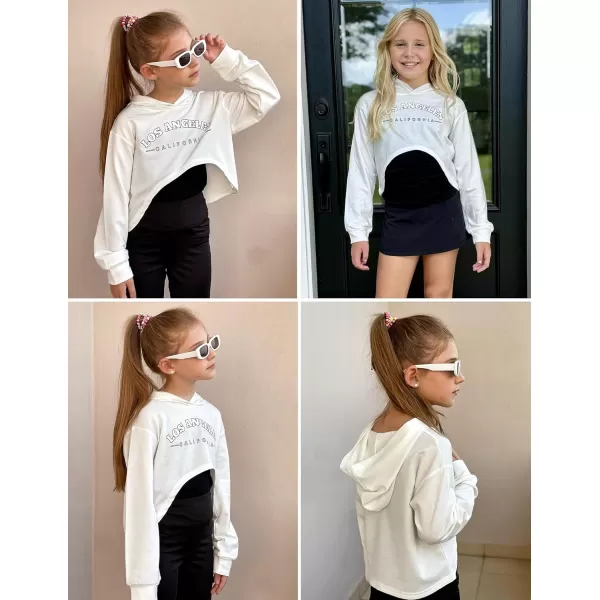 Arshiner Girls Cropped Sweatshirt Long Sleeve Shirts High Low Hem Crop Tops for Teens Kids Hoodies with Cami 5-14 Years