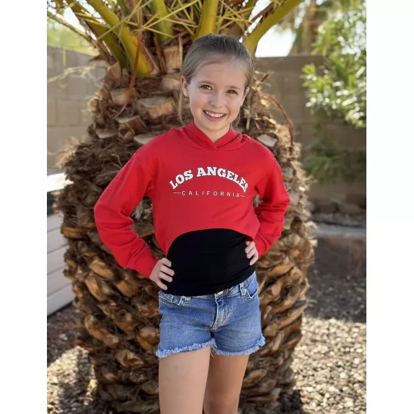 Arshiner Girls Cropped Sweatshirt Long Sleeve Shirts High Low Hem Crop Tops for Teens Kids Hoodies with Cami 5-14 Years