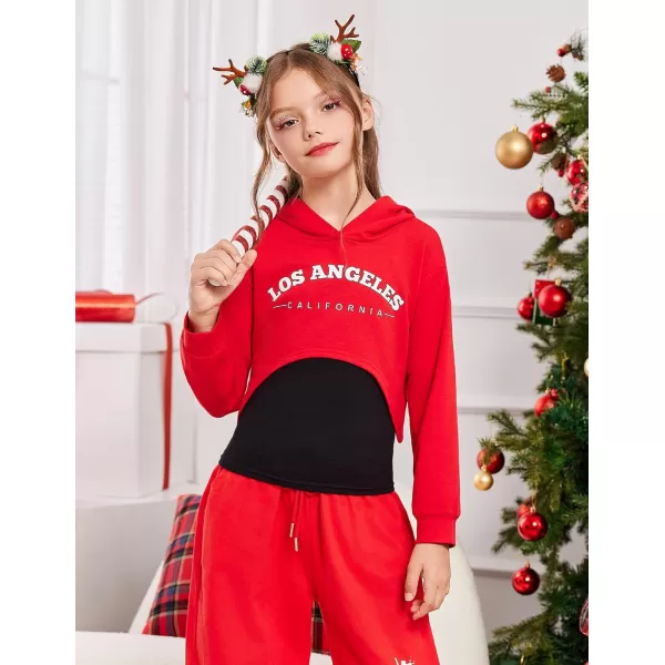 Arshiner Girls Cropped Sweatshirt Long Sleeve Shirts High Low Hem Crop Tops for Teens Kids Hoodies with Cami 5-14 Years