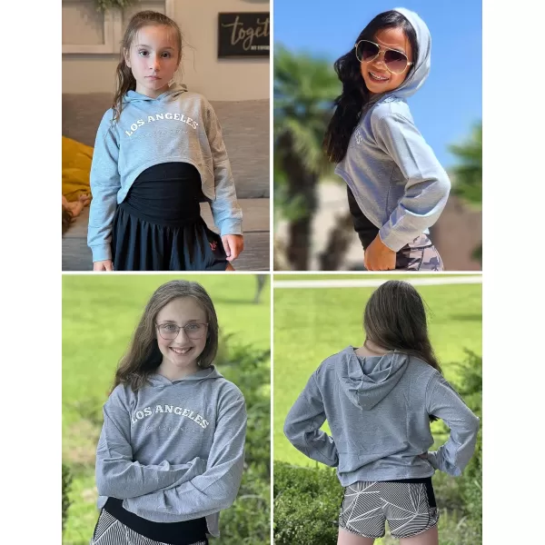 Arshiner Girls Cropped Sweatshirt Long Sleeve Shirts High Low Hem Crop Tops for Teens Kids Hoodies with Cami 5-14 Years