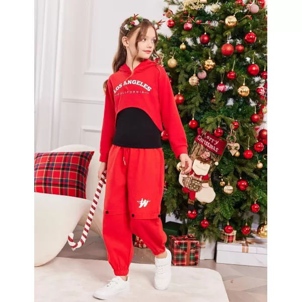 Arshiner Girls Cropped Sweatshirt Long Sleeve Shirts High Low Hem Crop Tops for Teens Kids Hoodies with Cami 5-14 Years