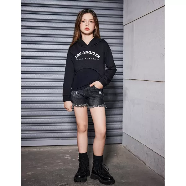 Arshiner Girls Cropped Sweatshirt Long Sleeve Shirts High Low Hem Crop Tops for Teens Kids Hoodies with Cami 5-14 Years