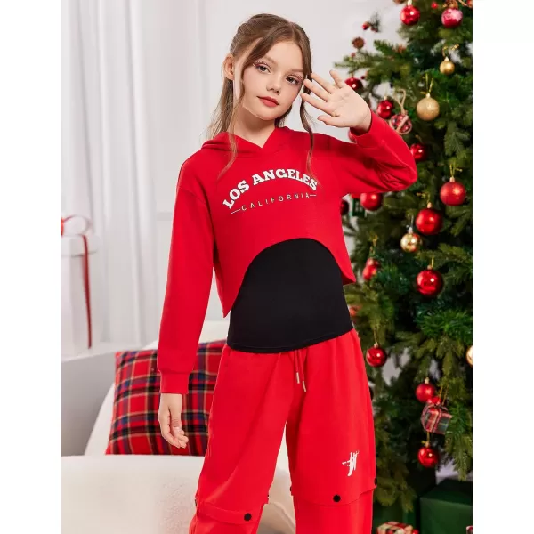 Arshiner Girls Cropped Sweatshirt Long Sleeve Shirts High Low Hem Crop Tops for Teens Kids Hoodies with Cami 5-14 Years