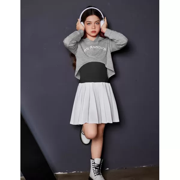 Arshiner Girls Cropped Sweatshirt Long Sleeve Shirts High Low Hem Crop Tops for Teens Kids Hoodies with Cami 5-14 Years