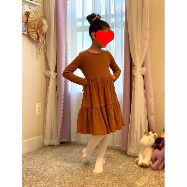 Arshiner Girls Sweater Dress Long Sleeve Knit Casual Swing Fall A-line Tiered Dresses with Pockets for 5-14 Years Kids